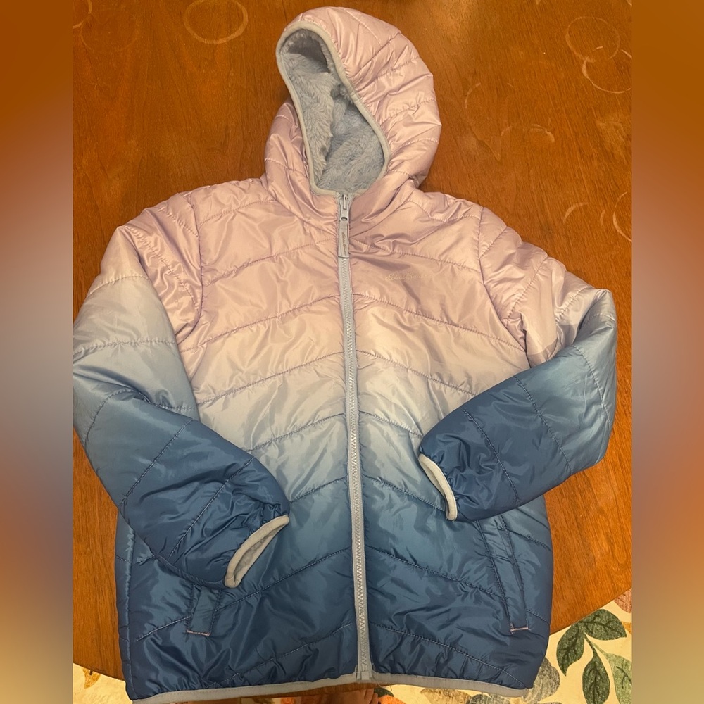 Gorgeous Ombré Purple Blue Reversible Eddie Bauer Winter Coat Size Girls M 10